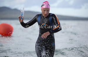 leading swimmer Penny Hayes was not alone as she emerged from the Waitemata